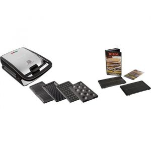 Tefal sw854d16 Appareil a croque-monsieur (Noir Acier inoxydable) & Coffret Snack Collection de 2 plaques gaufrettes + livr