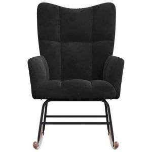 Noir Chaise/Fauteuil &agrave; bascule SOLOMON Pour 1 personne Noir Velours FF834