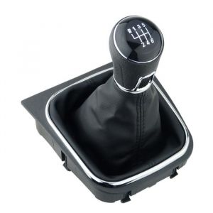 Soufflet et pommeau de levier de vitesses pour VW EOS Jetta Golf 5 6 et Scirocco (bo&icirc;te manuelle 6 vitesses) avec cadre chrom&eacute;