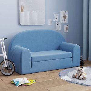 BEAU Fauteuil B&eacute;b&eacute; Enfant/Canap&eacute;-lit pour enfants 2 places - Bleu peluche douce84 x 90 x 45cm mode730687