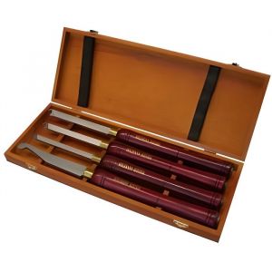 Coffret de 4 gouges de tournage anneaux prisonniers + racloir ADSRS4TLG