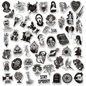 Lot de 50 autocollants et d&eacute;calcomanies - Autocollants graffiti gothiques noirs et blancs