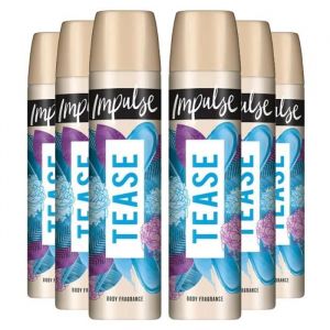 Déodorant Spray Corporel - IMPULSE - Tease - 75ml - Mélange de Parfums Naturels - 6 Pack