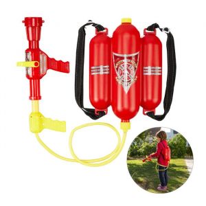 Relaxdays Lance à eau de pompier 25 l de réservoir 5 m de portée 2 fonctions de jet Sac à dos enfants rouge-jaune