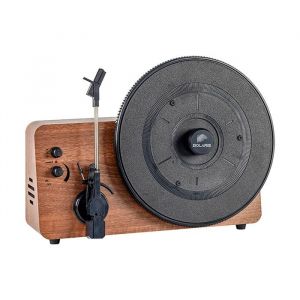 Platine Vinyle Verticale Saint-Germain Bluetooth avec Haut-Parleurs 6 W Marron