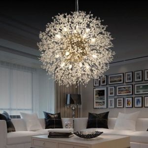 Lustre en Cristal Moderne Allumant la Lampe de Lustre en Cristal LED Lustre Lampe Suspendue Lampe de Restaurant Lustre Pissenlit