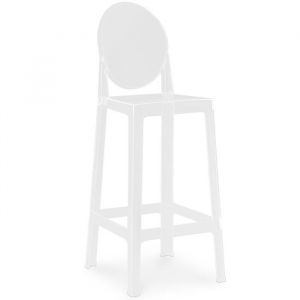 Tabouret de bar avec dossier Victoire - 75cm - Design Transparent Blanc