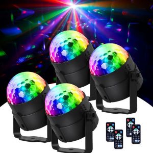 Lampe de Sc&egrave;ne UKing Boule Disco 4 Pack - 7 couleurs Lumi&egrave;re Soir&eacute;e Disco Projecteur Effet Spot Stade T&eacute;l&eacute;commande pour F&ecirc;te
