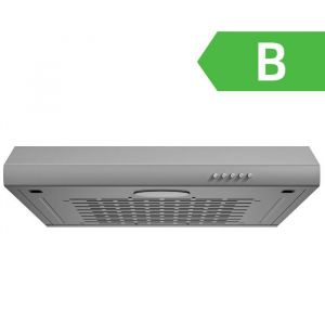 Hotte Aspirante Casquette Visi&egrave;re 60cm FIREGAS -3 Vitesses - &Eacute;vacuation et Recyclage - Classe B - Filtre en Coton - Grise