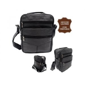 Sacoche - Cuir Véritable - Grand Modèle - Bandoulière Réglable - Format A4 - Homme