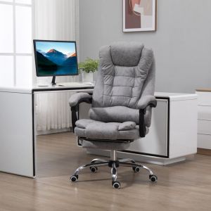 Fauteuil de bureau direction massant chauffant hauteur r&eacute;glable dossier inclinable toile de microfibre gris