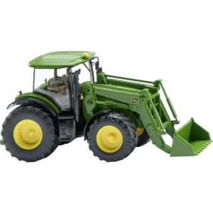 Mod&egrave;le r&eacute;duit de tracteur agricole - Wiking - John Deere 7260R - Chargeur frontal mobile - Cabine transparente - 1:87