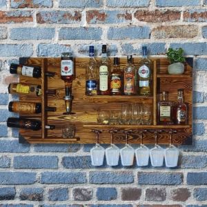 Etagère en bois avec distributeur de boissons wenge