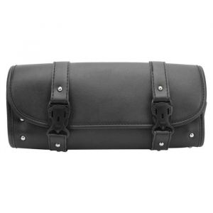 Fdit sac de fourche Sac de rangement pour outils en cuir PU Sacoche de selle organisateur arri&egrave;re avant universel pour la moto