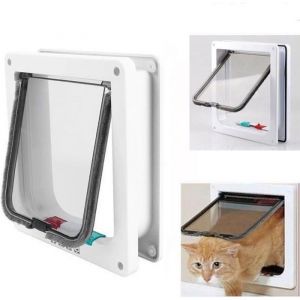 Chatière pour Chat Chien - Marque - Taille M - Magnétique - Blanc - 4 modes de commutation