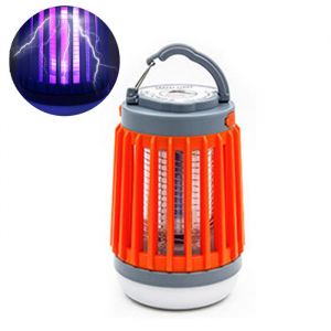 Lampe anti-moustiques 2 en 1 - Rechargeable - Étanche - LED solaire - Couleur bleu/orange - 108 oz
