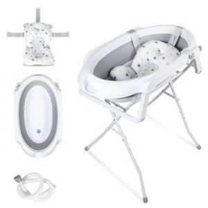 Eulenke Baignoire pour b&eacute;b&eacute; - baignoire pour b&eacute;b&eacute; pliable avec et oreiller de bain - baignoire avec support BAIGNOIRE