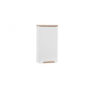 Meuble salle de bain ERMANO &ndash; Ch&ecirc;ne clair et blanc brillant &ndash; 35x70 cm &ndash; 1 porte &ndash; &Agrave; suspendre