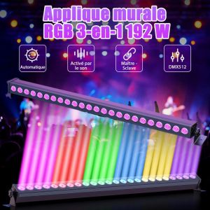 Barre &agrave; LED - UKING - DMX 24 LED RGB - 192W Avec T&eacute;l&eacute;commande - Pack de 2 jeux de lumi&egrave;re