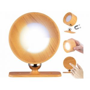 Applique murale rechargeable - Lunartec - LED CCT - Bois de pin - Intensit&eacute; variable - Design moderne