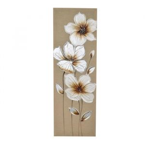 Grand Tableau Peint À La Main Cadre Rectangle Peinture Sur Toile De Coton 30x90CM Fleurs Blanches Rapport Qualité Prix Excellent