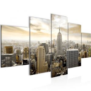 Runa art Tableau D&eacute;coration Murale La ville de New York 150x75 cm - 5 Panneaux Deco Toile Pr&ecirc;t &agrave; Accrocher 603453a