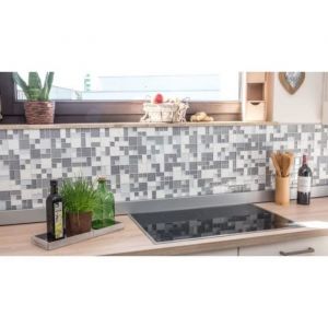Pierre Artificielle Mosaïque en Verre Carrelage en Mosaïque Composite Blanc Ancienne Gris Clair Anthracite Miroir Mosaïque Mur -...