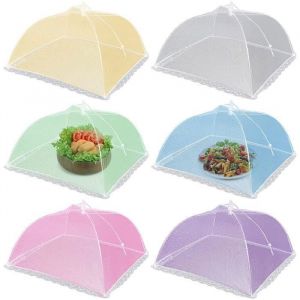 Cloche Alimentaire Parapluie Cloche a Fruits 6 Pcs Cloche Anti-Insectes Pop-up Nourriture Maille pour Barbecue Pique-Nique