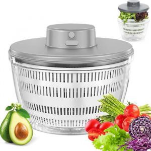 4000 ML Grande Capacit&eacute; Essoreuse &agrave; Salade Automatique D&eacute;shydrateur avec Couvercle s&eacute;chage Rapide Rechargeable par USB (Blanc)