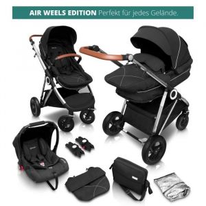 Poussette trio Halime gris châssis silver