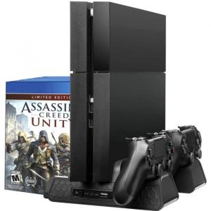Support Ventilateur de Refroidissement PS4/PS4 Pro/PS4 Slim Chargeurs pour Manette PS4 Stockage 12 disques de Jeu