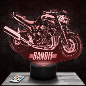 Lampe 3D - Moto Suzuki Bandit - Jouet Miniature Cadeau Moto Suzuki Bandit - Veilleuse Led Tactile avec socle au choix