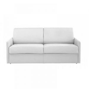 Canap&eacute; lit 3-4 places SUN convertible EXPRESS 160cm polyur&eacute;thane blanc cass&eacute; matelas &eacute;paisseur 16cm blanc Cuir Inside75