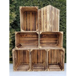 PYXIDAS Lot de 1 - 12 Caisses en bois pour le stockage lorganisation et la décoration intérieure effet brûlé