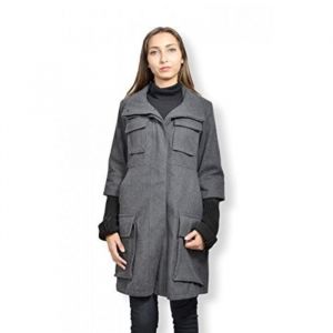 Manteau - LAVAND - Manteau long femme - 3/4 en drap de laine - Doublure polyester - Gris