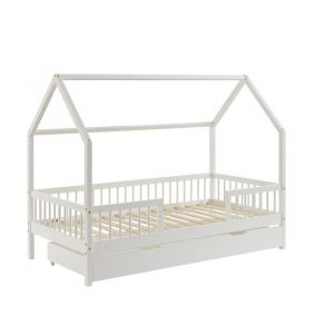 Lit Enfant Cabane - Laiba Kids - 90x190 cm - Bois massif - Avec tiroir - 1 place