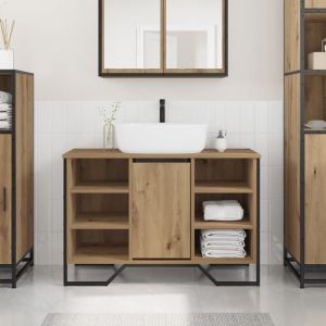 Bon PlanArmoire SOUS VASQUE - Cabinet lavabo salle de bain Chêne Artisan 91x35x60 cm Bois dingénierie - Aspect chic* 3743288
