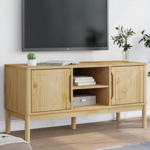 Meilleures Meuble TV FLORO cire marron 114x43x55cm - Bois massif de pin SSD17510852