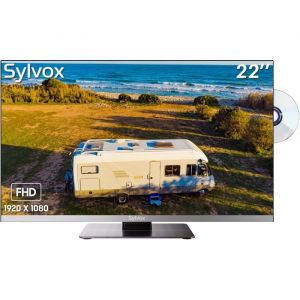 SYLVOX 12V TV -TV 22&rdquo; (56cm) FHD 1080P-Lecteur DVD Int&eacute;gr&eacute;-FM radio-DC12V-AC 100V-240V-DVB-C/T/T2-pour Camping Car-Salon