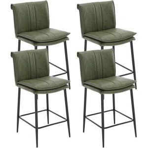 Wahson Tabourets de Bar Lot de 4 Tabouret de Bar Cuir PU Chaise de Bar Coussin épais Chaise Haute Cuisine pour Comptoir Vert