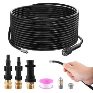 Furet Deboucheur Canalisation Haute Pression 15MTuyau Flexible 210 Bar 60°CAvec AdaptateurBuse Fixe/Rotative Avec Kärcher K2-K7