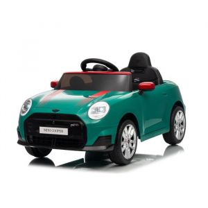Voiture &eacute;lectrique BMW Mini Cooper 12V verte lecteur MP3 avec USB/Bluetooth t&eacute;l&eacute;commande 24 GHz batterie lithium moteur 2x