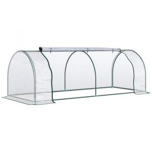 Serre de Jardinage 250x100x80 cm en Acier avec Porte PVC pour Culture et Potager Ch&acirc;ssis R&eacute;sistant au Froid
