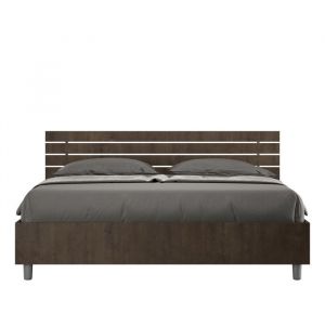 Lit coffre - Ityhome - Ankel - 160x200 cm - Tête de lit inclinée - Bois noyer