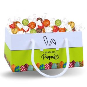 Petit Panier de P&acirc;ques garni de 25 LINDOR assortis: blanc pistache caramel lait orange et double chocolat  Parfait pour