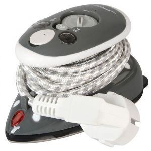 Jago® Fer à Repasser de Voyage - 3 Réglages de Température Double Tension Semelle Antiadhésive Verre Doseur Gris - Mini Fer