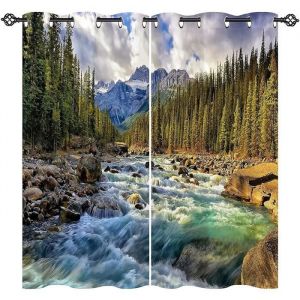 Rideau Occultant - Rivière Forêt Naturelle - Isolant Thermique et Phonique - 80x160cm