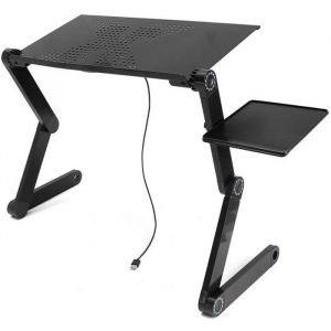 Support PC Ventilateur USB Table Ordinateur Portable Table de lit Refroidissement 360°  5v 1.2A Noir