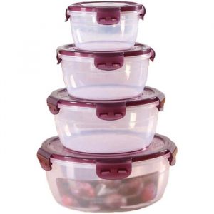 Lot de 4 bo&icirc;tes alimentaires herm&eacute;tiques empilables - Bo&icirc;te de conservation des aliments - Bo&icirc;tes de conservation pour la cuisine