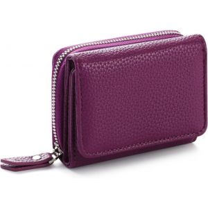 Portefeuille Femme Cuir Porte Monnaie Femme Petit Avec Fermeture Éclair Poche À Monnaie Mini Portefeuille Femme Violet